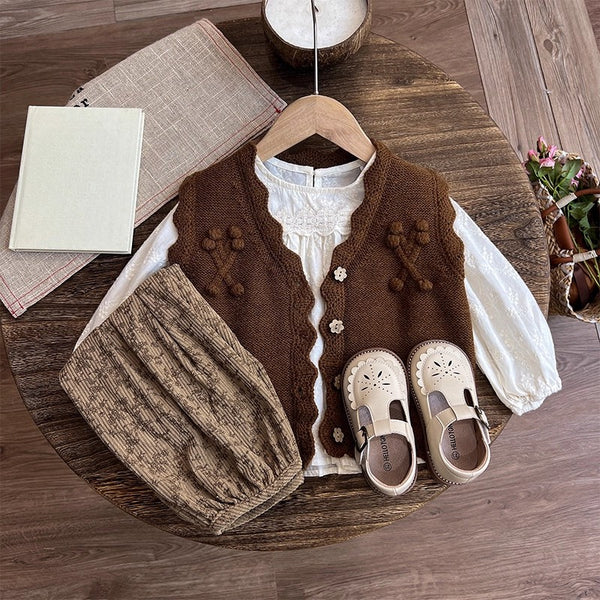 Children's Autumn Bottoming Shirt Vest and Pants Three-piece Set