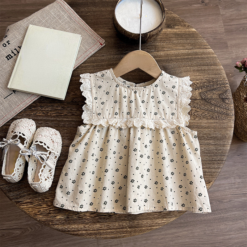 Cute Baby Girl Floral Dot Vest Shorts Two Piece Set