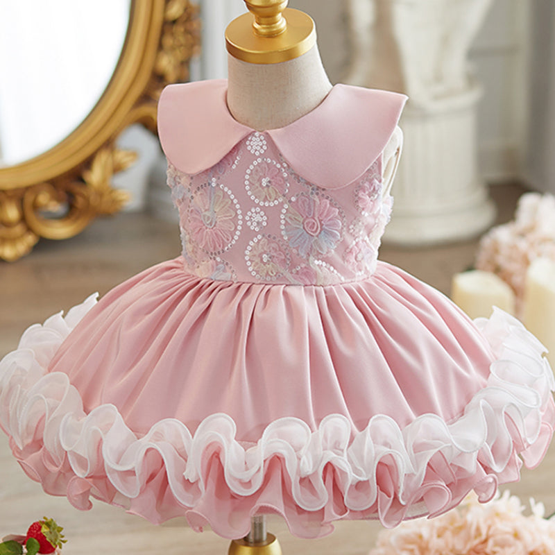 Baby Girl Pink Birthday Princess Dress Flower Girl Wedding Dress