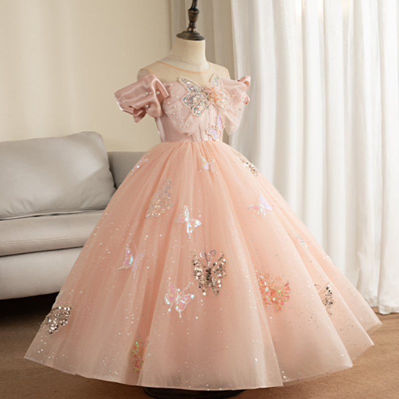 Baby Girl Birthday Wedding Banquet Dress Butterfly Princess Dress