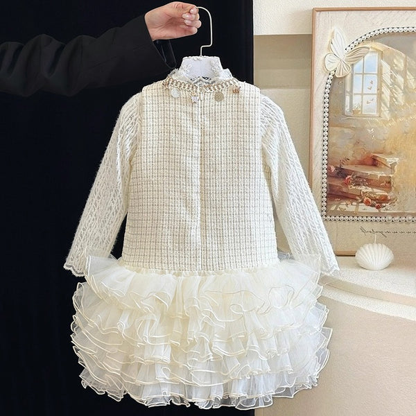 Girls' Cute Autumn Birthday Dress Bottoming Shirt Two-piece Set