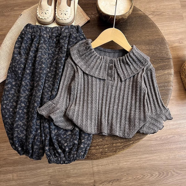 Girls' New T-shirt Sweater and Pants Two-piece Set