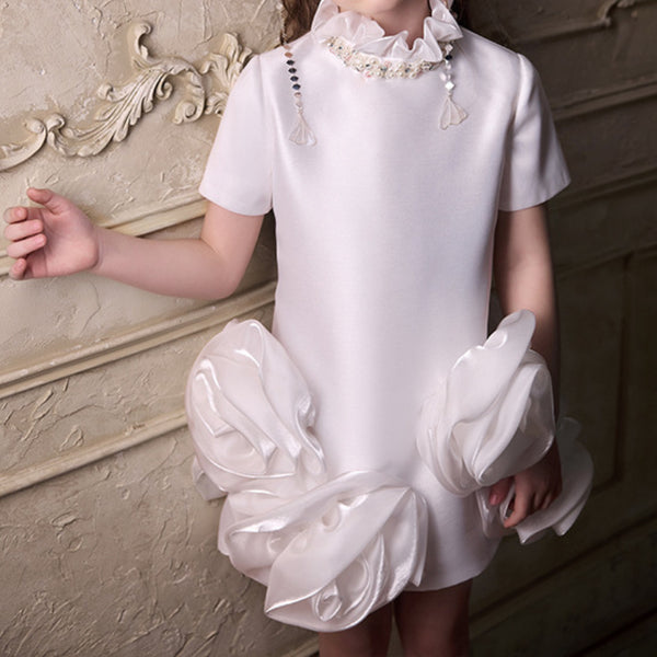 White Girls Birthday Princess Dress Flower Girl Wedding Dress