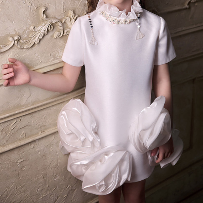 White Girls Birthday Princess Dress Flower Girl Wedding Dress