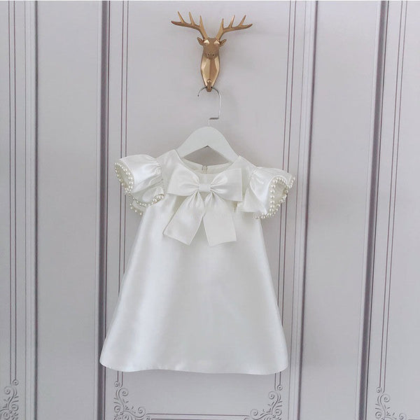 Cute Baby Girl White Dress Toddler Pageant First Birthday Princess Dress