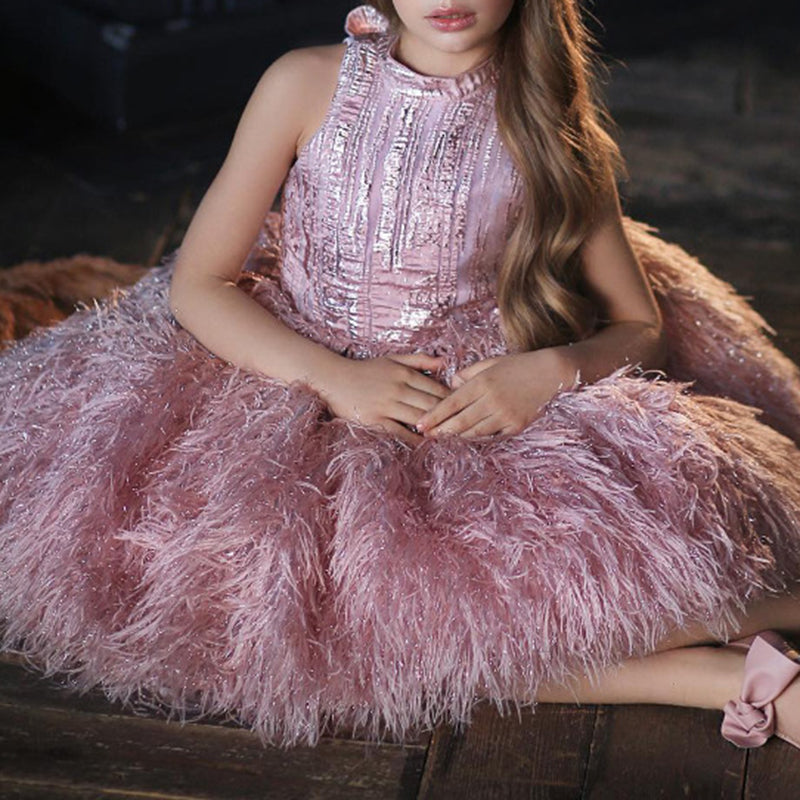 Cute Baby Girl Sequin Tassel Dress Toddler Birthday Pageant Princess Dress