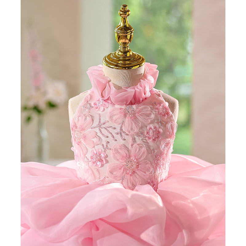 Girls Pink Birthday Dress Flower Girl Princess Dress Girls Prom Dress