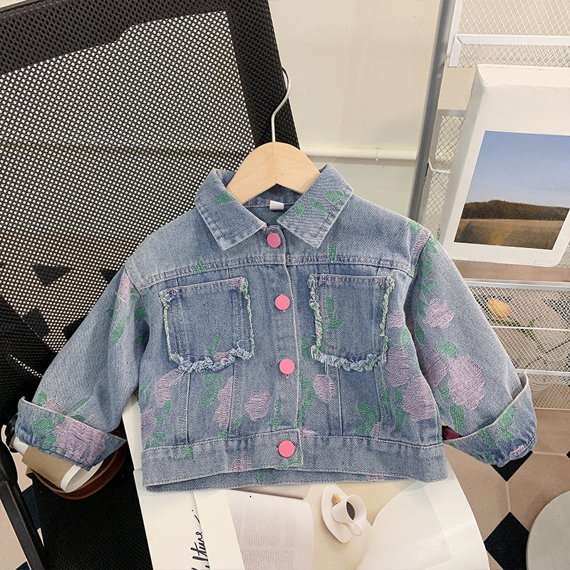 Girls Spring Suit Children's Denim Two-piece Suit