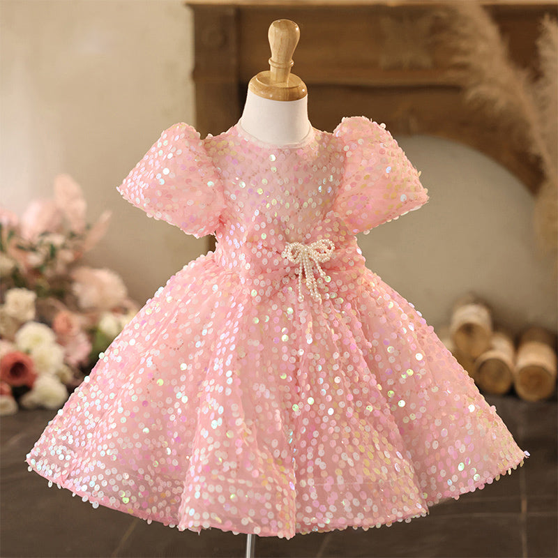Luxurious Baby Girl Pink Sequins Dress Toddler Beauty Pageant Princess Dress Luxurious Baby Girl Pink Sequins Dress Toddler Beauty Pageant Princess Dress