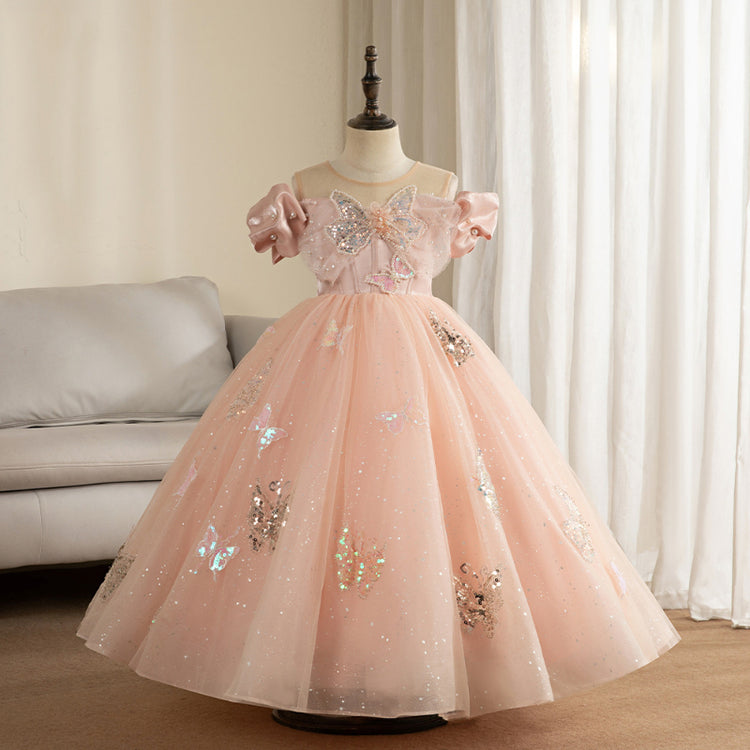 Baby Girl Birthday Wedding Banquet Dress Butterfly Princess Dress