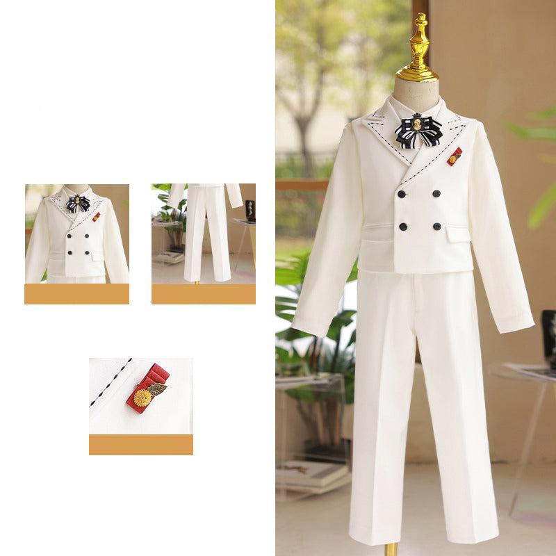 Children's Pure White Suit Set Birthday Party Elegant Suit
