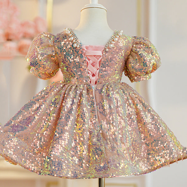 Elegant Baby Sequin Birthday Dress Toddler Baptism Dresses