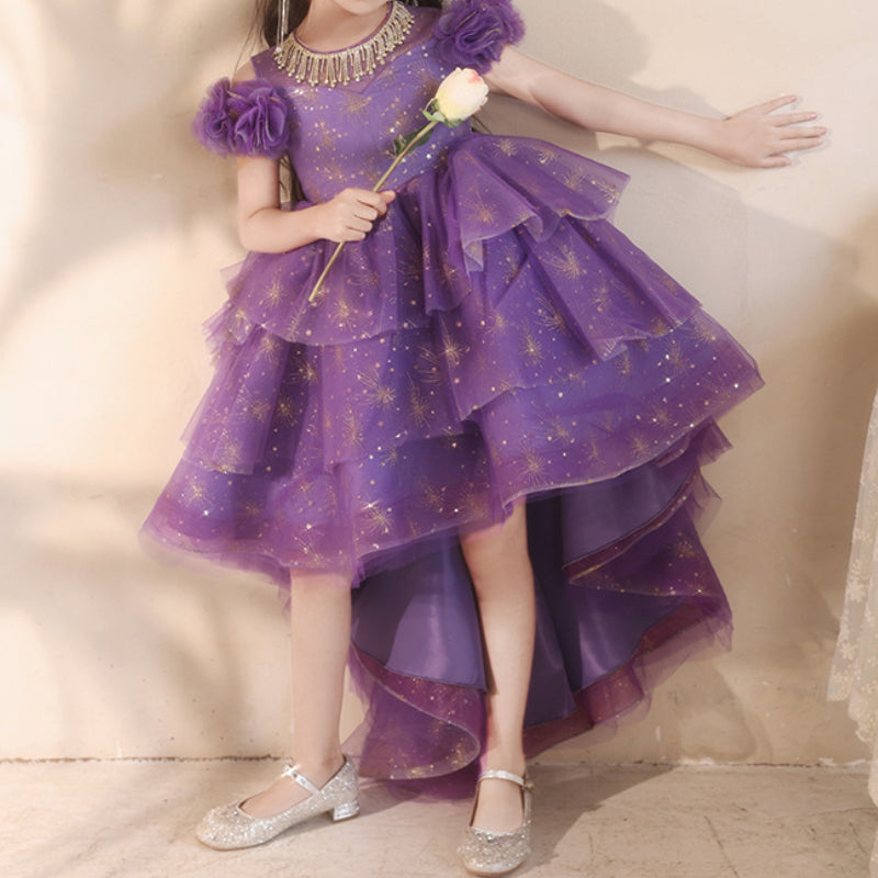 Children's Birthday Princess Dress Girl Purple Dress Flower Girl Wedding Dress
