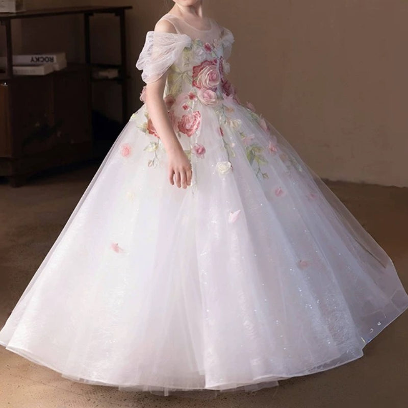 Girls Birthday Elegant Princess Dress Flower Girl Wedding Dress