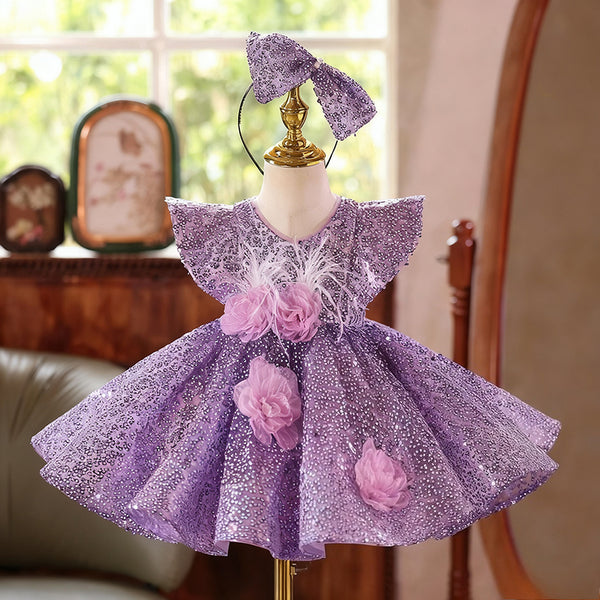 Girls Birthday Dress Children's Sequin Party Dress Flower Girl Princess Dress