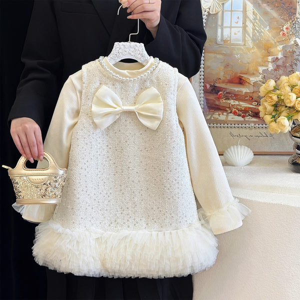 Girls' New Autumn Cute Birthday Dress Bottoming Shirt Two-piece Set