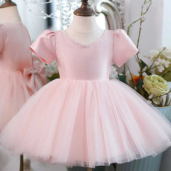 Toddler  Prom Dress Girl Communion Party Pageant Bowknot Mesh Princess Dress