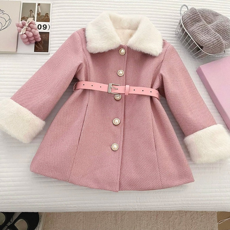 Girls' Winter Waist-cinching Warm Coat