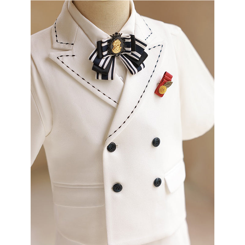 Children's Pure White Suit Set Birthday Party Elegant Suit