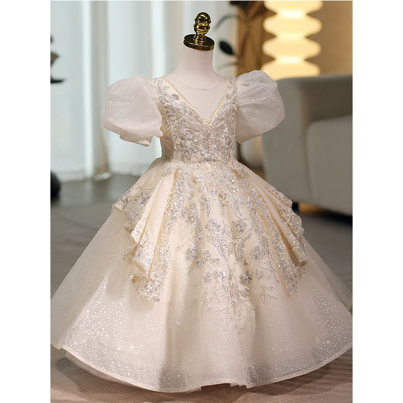 champagne baby girl dress Knee-length Champagne Baby Girl Dress, 12M / Champagne