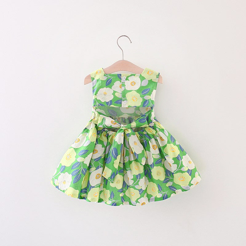 Toddler Dress Sweet Baby Print Floral Sleeveless Princess Dress