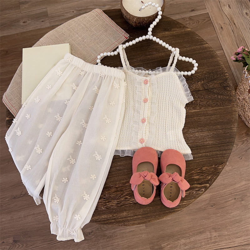 Summer Girls Thin Clothes Baby Girl Tops Pants Two-piece Suit