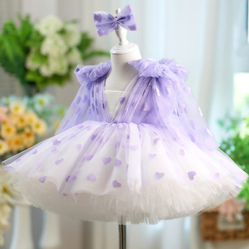 Girls Elegant Birthday Purple Dress Girls Party Princess Dress