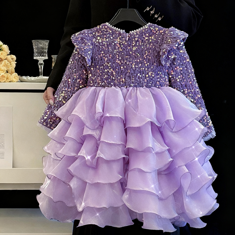 Girls Ball Princess Dress Girls Christmas Sequined Dress Childrens Birthday Dress