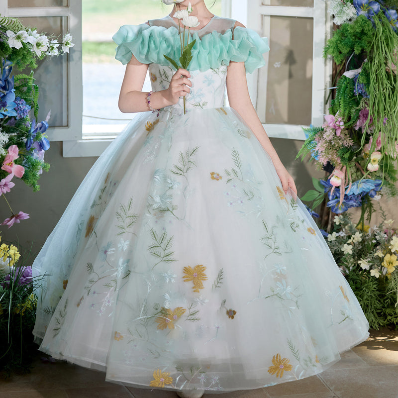Girls Elegant Pageant Dress Girls Birthday Princess Dress