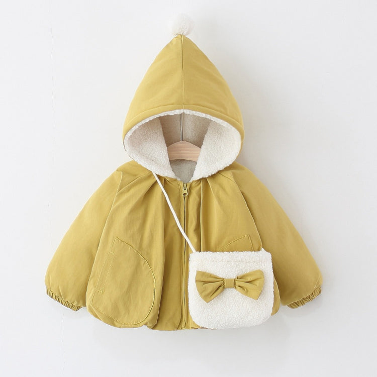 Girls' Winter Solid Color Hooded Coat