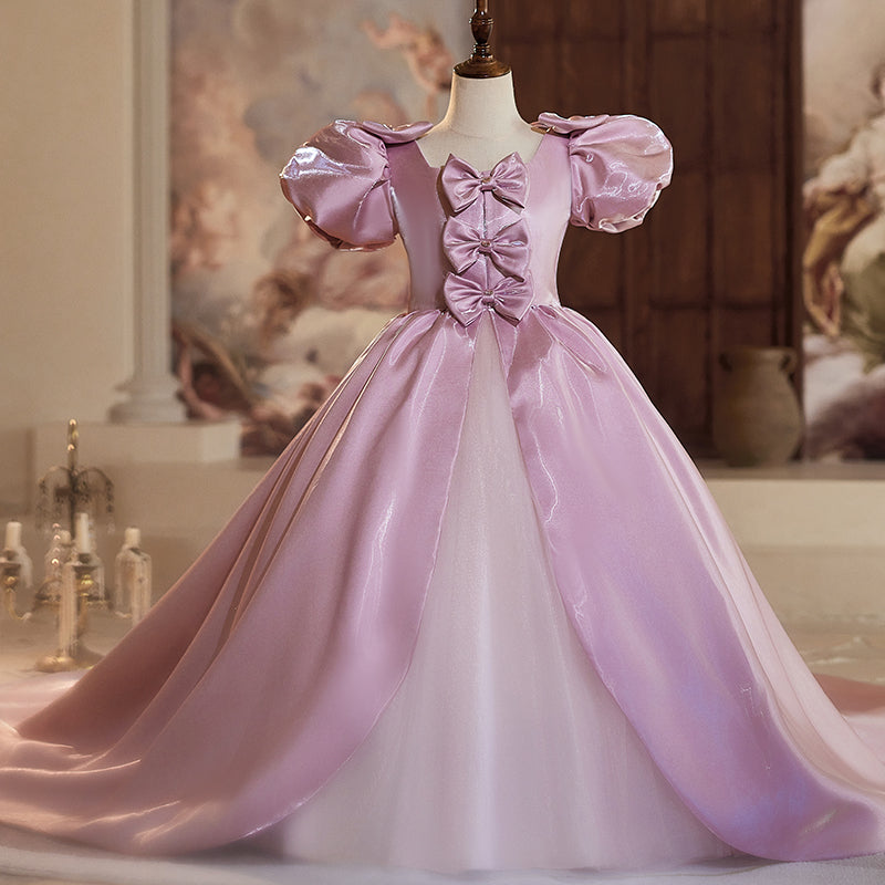 Purple Girls Princess Dress Long Training Birthday Dress – marryshe