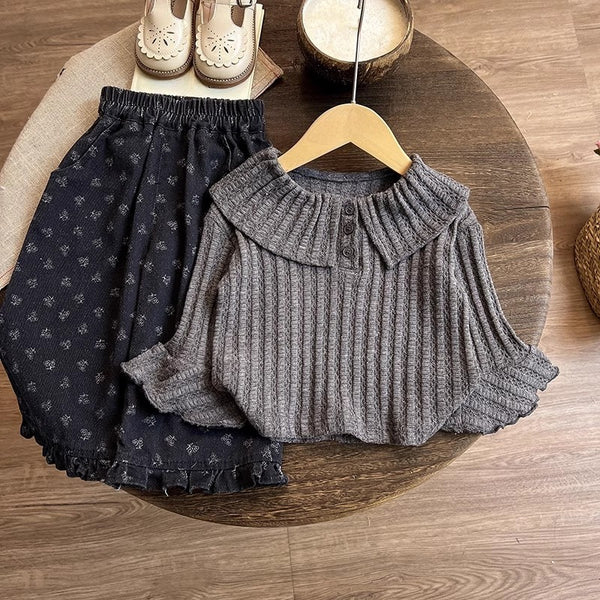 Girls' New T-shirt Sweater and Pants Two-piece Set