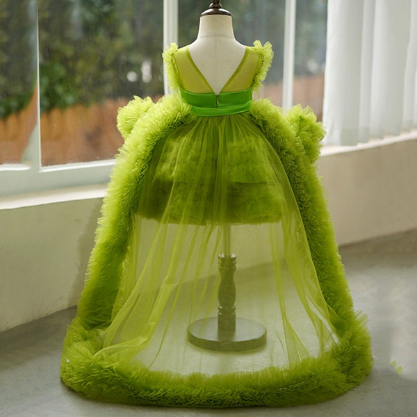 Elegant Baby Girls Green Sleeveless Sequin Tail Birthday Princess Dress Toddler Beauty Pageant Dress