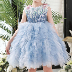 Flower Girl Wedding Birthday Party Sequins Puffy Princess Dress