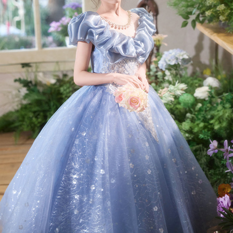 Girls Blue Dress Girls Birthday Princess Dress Children's Beauty Pageant Dress