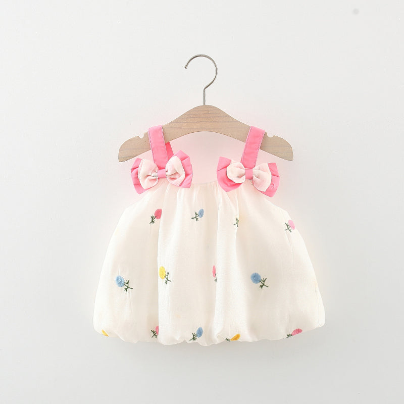 Baby Girl Cute Flower Sling Bow Dress