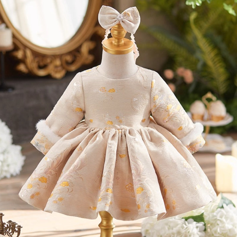Baby Girl's Birthday Dress Pink Princess Dress Children's New Year Dress