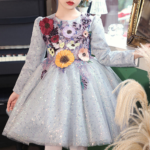 Cute Baby Girl Embroidery Flowers Dress Toddler Beauty Pageant Princess Dress