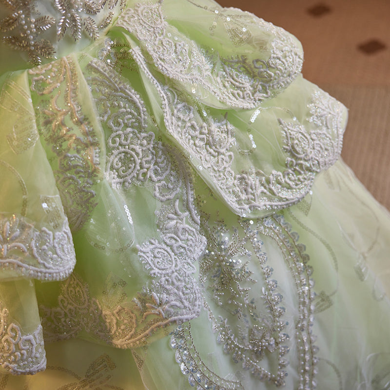 Flower Girl Birthday Wedding Party Sequins Back Strap Princess Dress