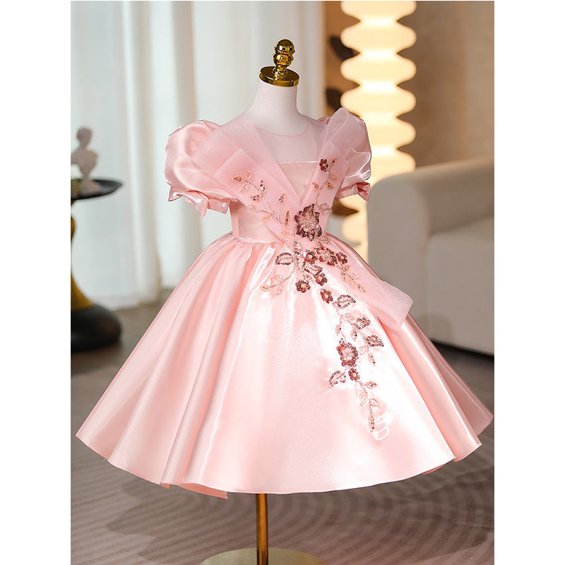pink birthday dresses Girls Pink Birthday Dress Princess Dress with Flowers