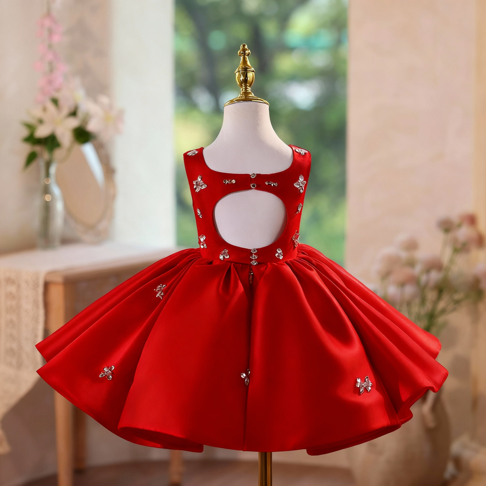 Girls Birthday Dresses Girls Party Princess Dresses Flower Girl Dresses, Red / 3-4 Years (110cm)