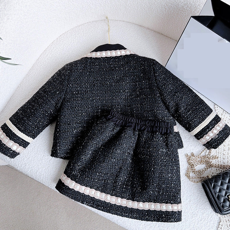 Cute Girls Suit Plaid Coat Casual Dress Two-piece Set