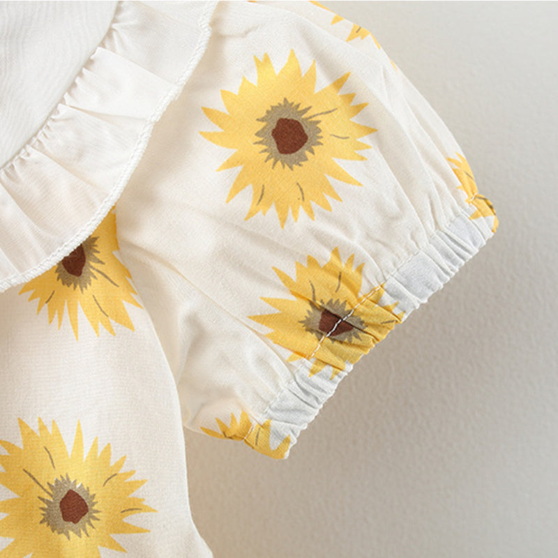 Baby Girl Doll Neck Sunflower Dress