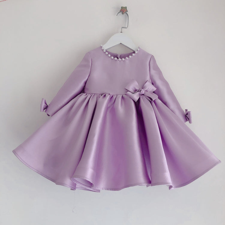 Baby Wedding Dress Neckline Pearl Bow-knot Princess Dress