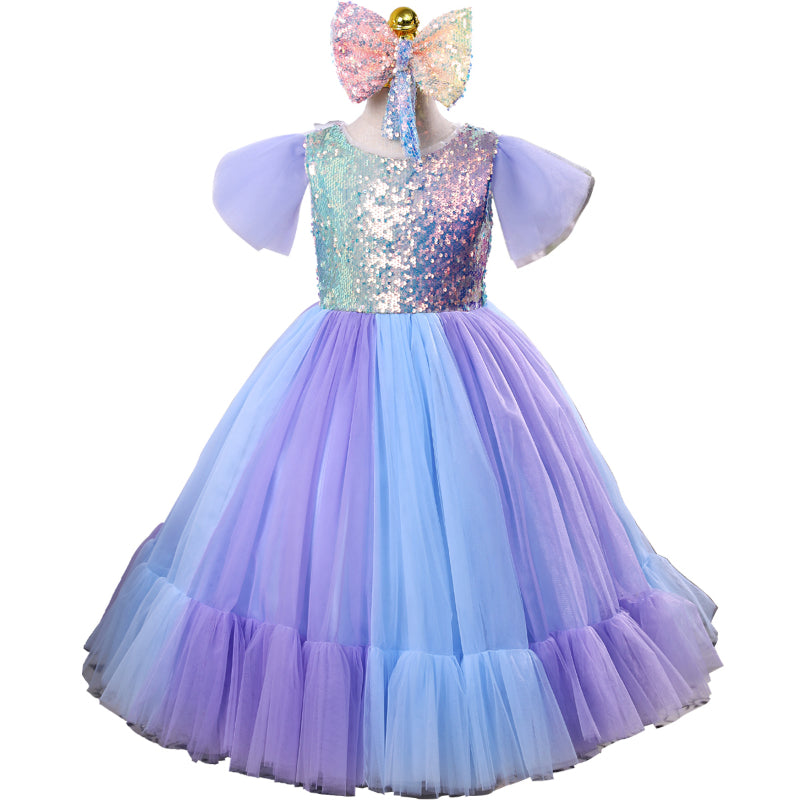 Elegant Baby Girls Girl Sequin Dress Toddler Christening Princess Gauze Dress