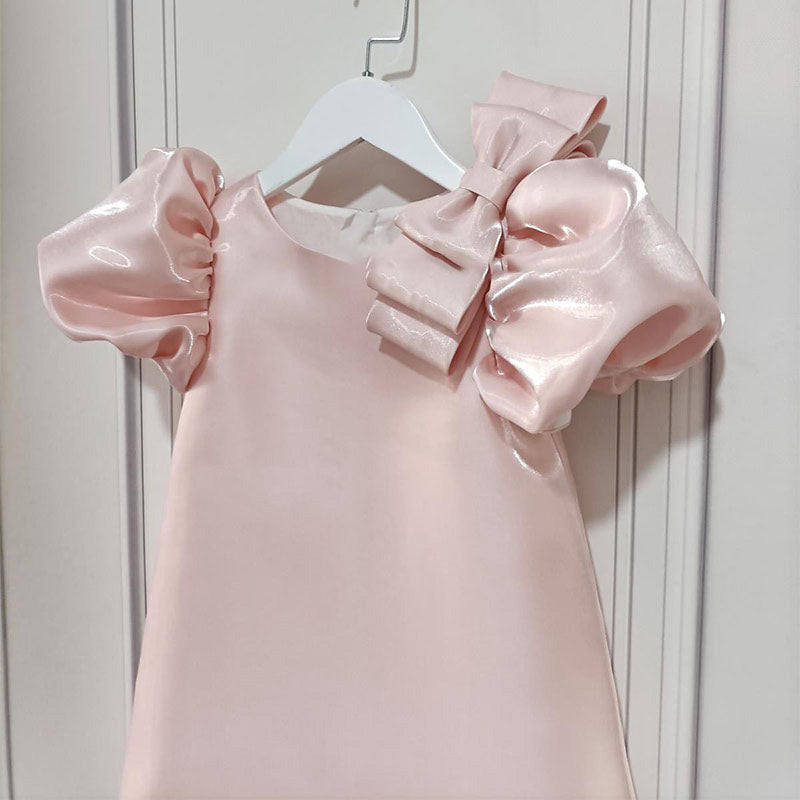 Baby Girl Pink Puffy Sleeve Birthday Party Princess Dress
