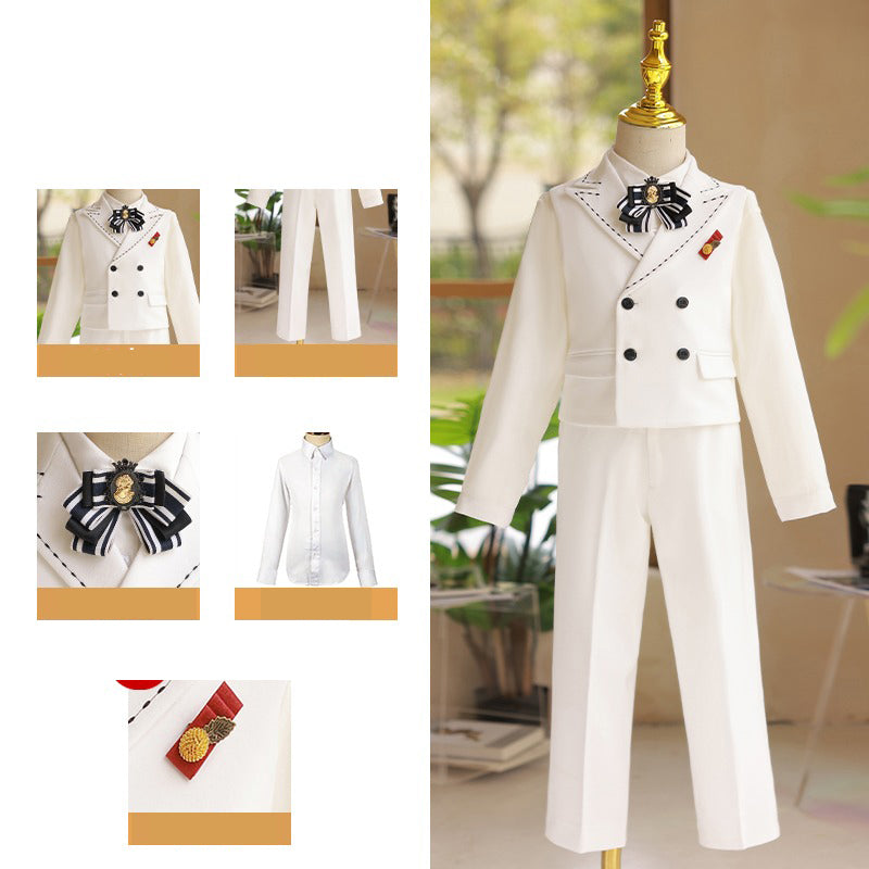 Children's Pure White Suit Set Birthday Party Elegant Suit