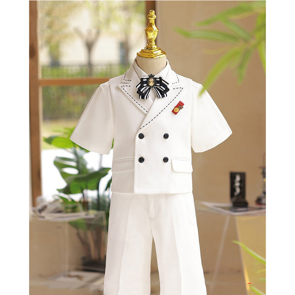 Children's Pure White Suit Set Birthday Party Elegant Suit