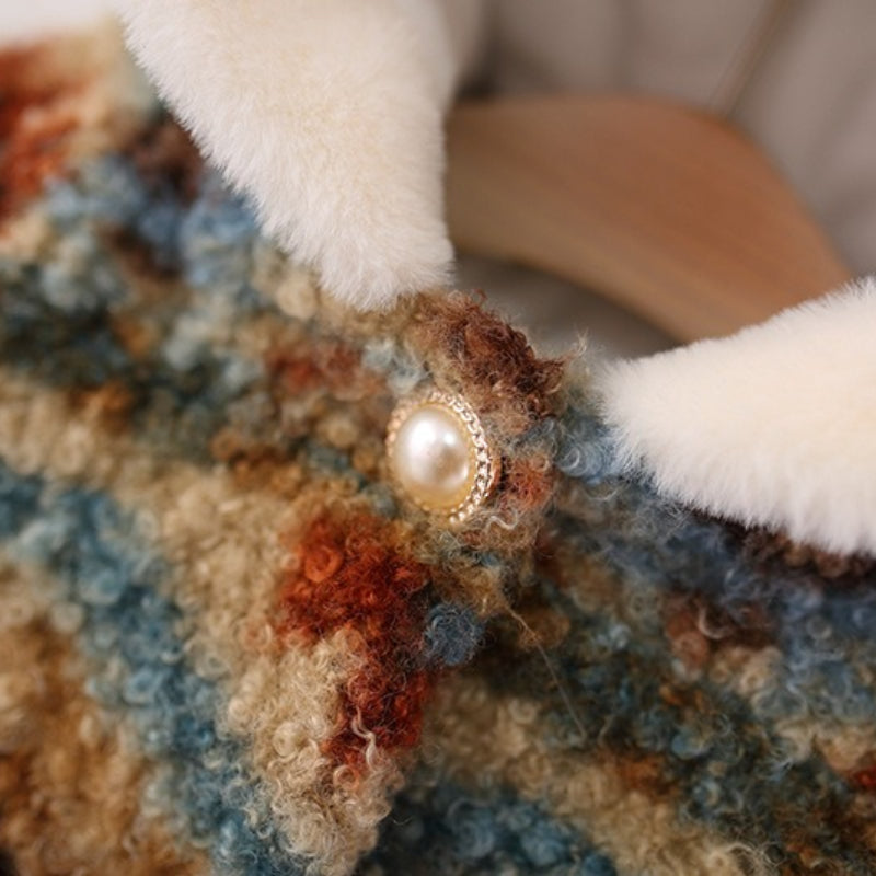 Girls' Winter Retro Deer Antler Cartoon Shawl