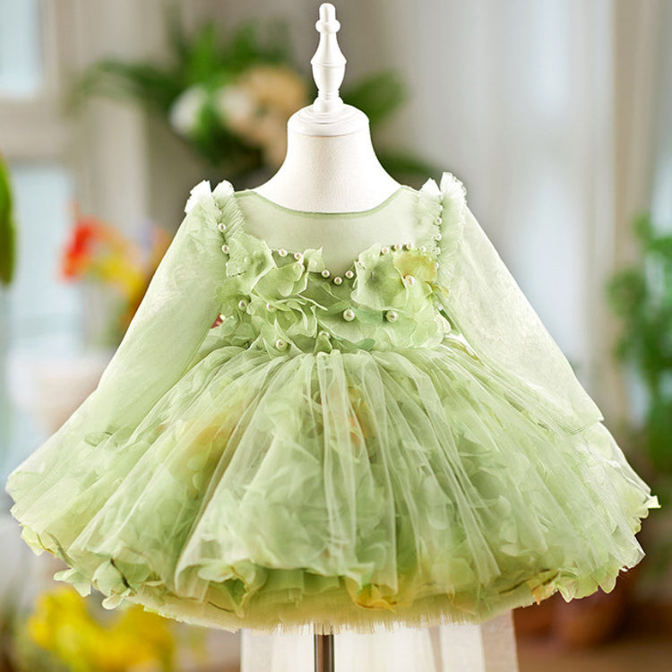 Girls Green Birthday Dress Flower Girl Elegant Princess Dress